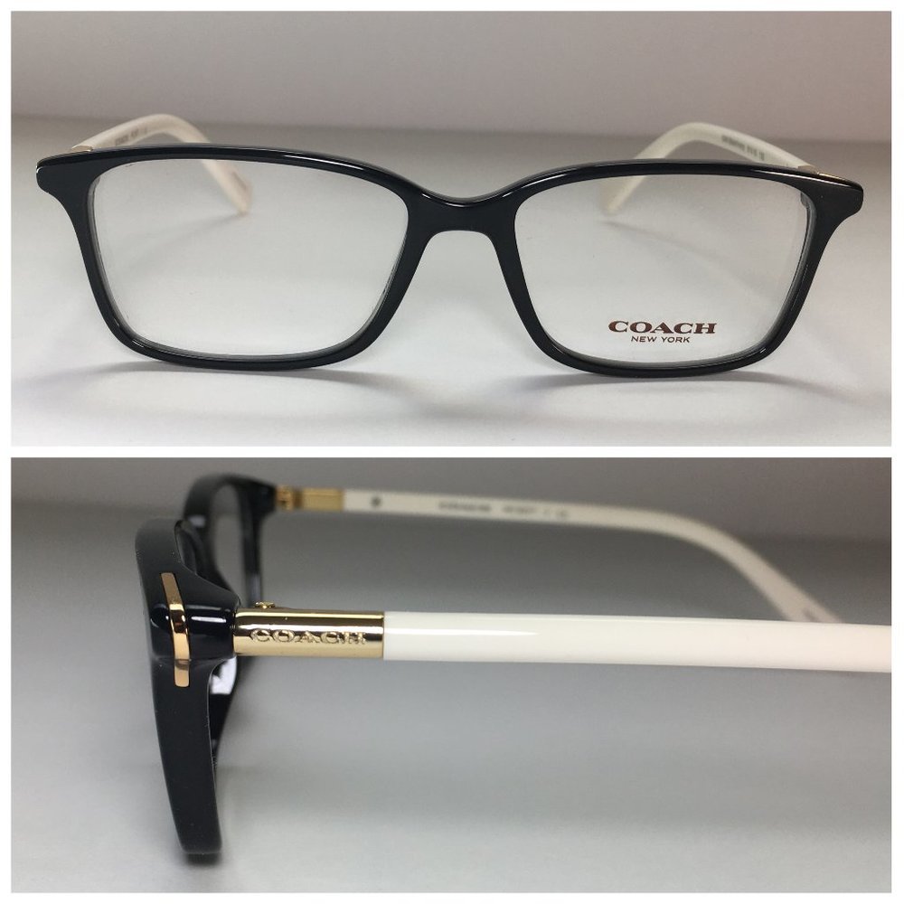 Coach Rectangle Black Ivory Eyeglasses Frames NWOT - Picture 1 of 8
